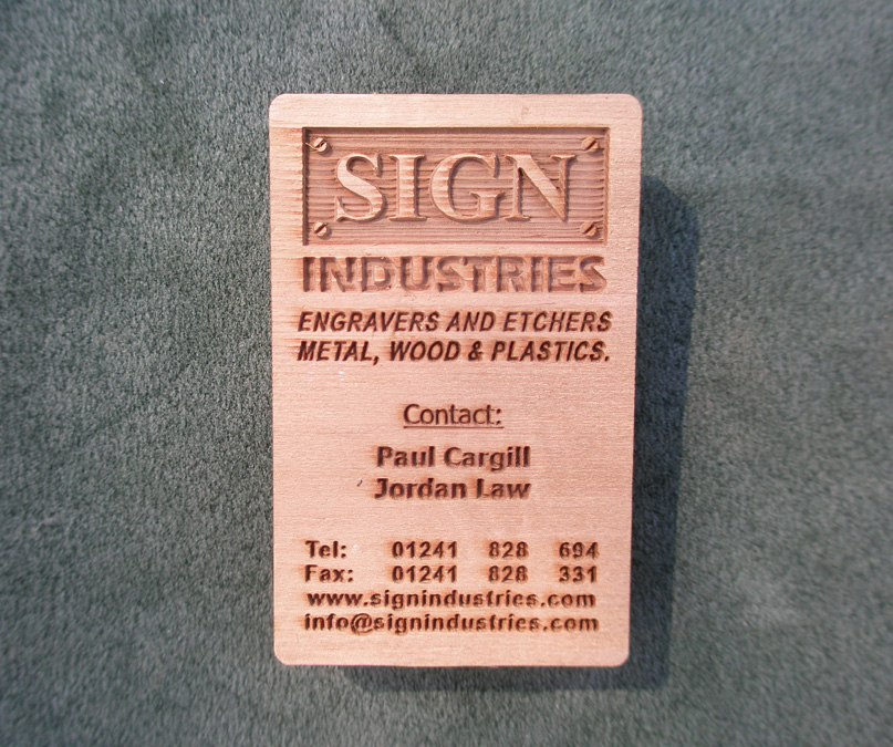 Cedar etched plaque