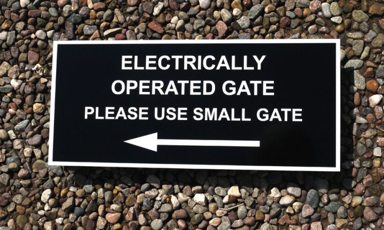 Steel railing sign