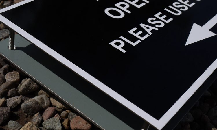 Steel railing sign